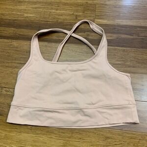 J Crew Beige Scoop Neck Sports Bra‎ Crop Tank Top Racerback Athletic Size Large